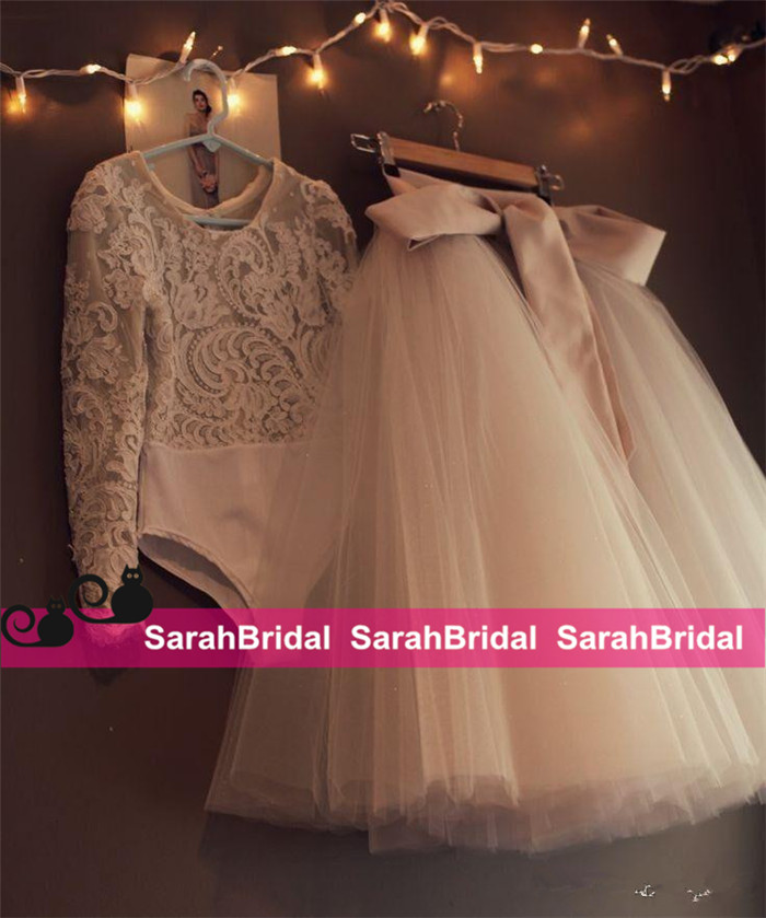 2019 Cute First Communion Dresses For Kids Two Pieces Backless With Appliques And Bow Tutu Ball Gown Pageant Wedding Guest Flower Girl Wear
