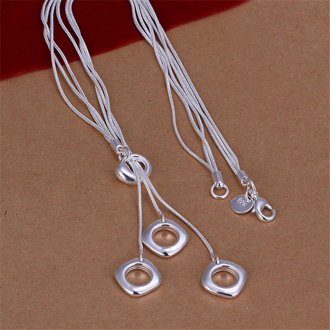 High grade Tai Chi necklace hanging three Quartet sterling silver plate necklace STSN153,fashion 925 silver Chains necklace factory