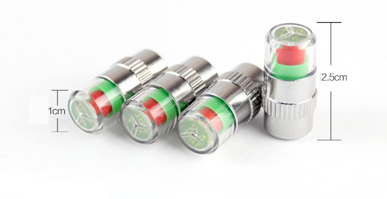 2.4 Bar Car Tire Pressure Monitoring Tool Kit Anti-Theft Lockable Tire Valve Stem Caps Indicator 4PCS/Set