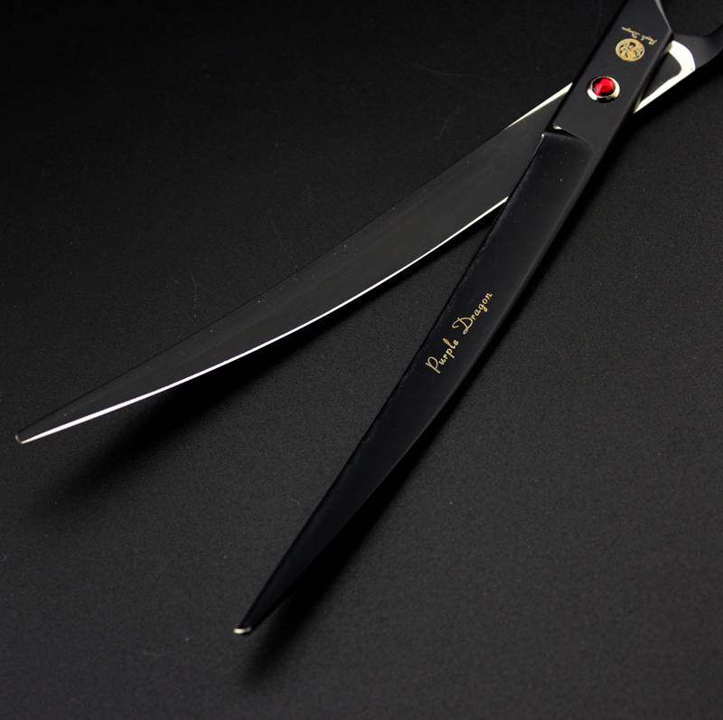 top quality with leather case purple dragon 9.0" professional hair cutting scissors Pet hair scissors Curved scissors 62HRS 9CR