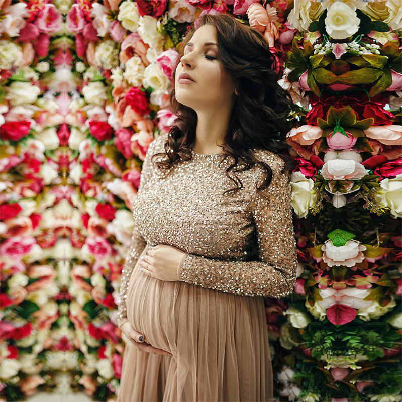 robe de soiree A Line Short Prom Dresses Empire Sequins Long Sleeves Short Pregnant Prom Dresses Plus Size Formal Dresses