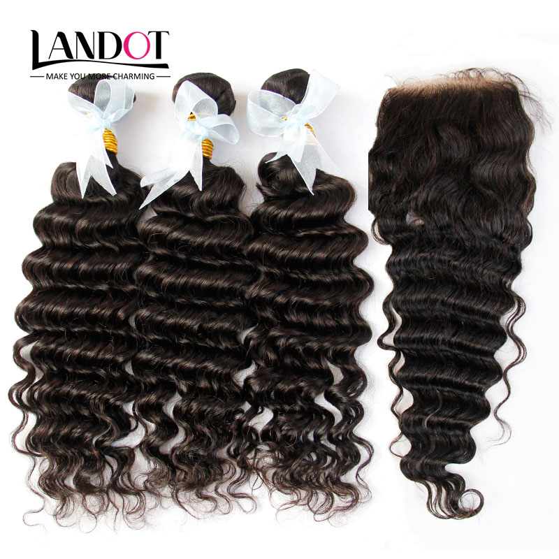 Indian Deep Wave Virgin Human Hair Weaves With Closure Unprocessed Deep Curly Wavy Hair 3 Bundles And Lace Closure Free/Middle Part 4X4Size, Natural color
Indian Deep Wave Virgin Human Hair Weaves With Closure Unprocessed Deep Curly Wavy Hair 3 Bundles And Lace Closure Free/Middle Part 4X4Size, Natural color
