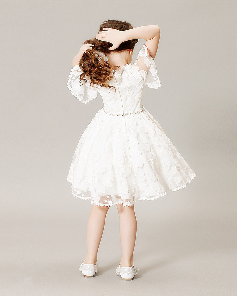A line Tank Sleeveless Tulle White Ivory Satin Flower Girl Dresses for Weddings First Communion Dresses