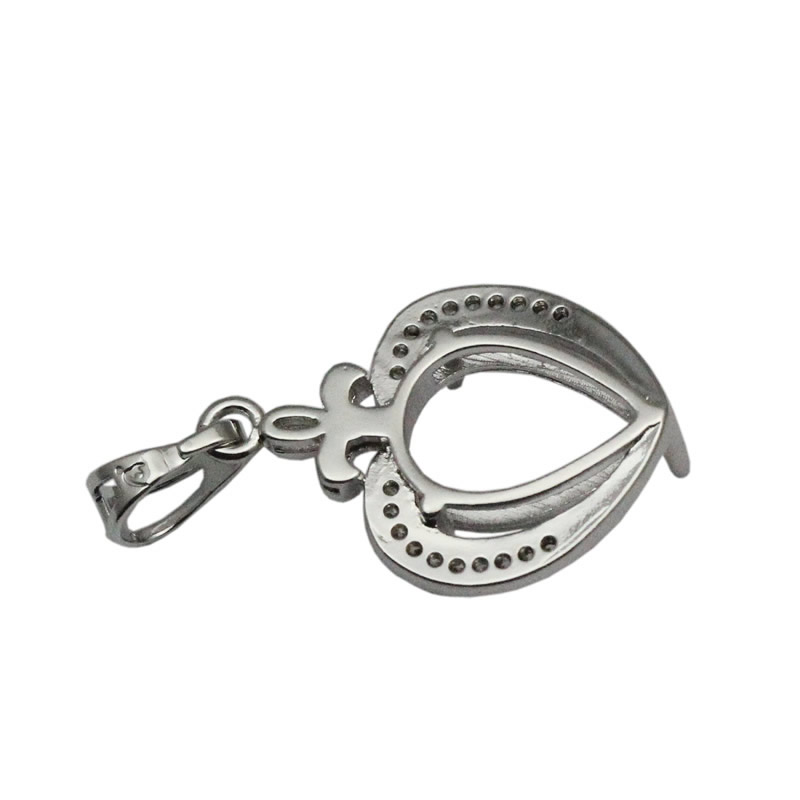 Beadsnice sterling silver necklace pendant tray heart shaped pendant blank cabochon setting gift for best friends ID 34052