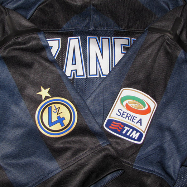 13/14 Match Worn Player Issue JC4 ever home Shirt Jersey S/S Zanetti Football Custom Name Number Patches Sponsor