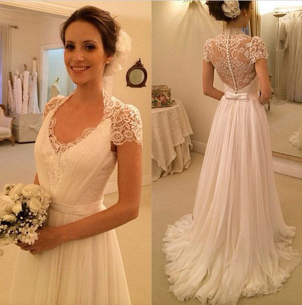 V-neck Lace Beach Chiffon Wedding Dress Short Sleeves Pleated Plus Size Wedding Gowns Summer Vestidos De Novia, Gold
V-neck Lace Beach Chiffon Wedding Dress Short Sleeves Pleated Plus Size Wedding Gowns Summer Vestidos De Novia, Gold