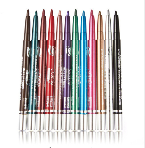 

Wholesale-XXL 12Pcs/set Stage Cosmetic Makeup Beauty Pen Waterproof Liquid Eyeshadow Eye Liner Lip Eyeliner Pencil With Rotary Retractable, Customize