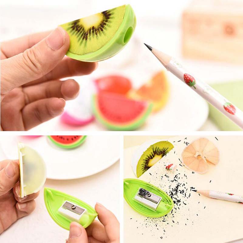 Creative 20pcs/lot Cute Fruit Cartoon Kids Pencil Sharpener for Pencils School Office Stationery Christmas Kid Gift Prize