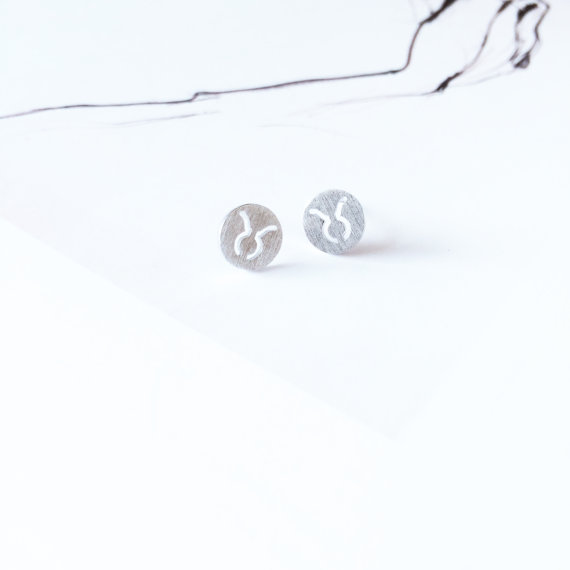 30Pair- S022 Taurus Stud Earrings Signs 12 Star Zodiac Constellation Earrings Horoscope Astrology Disc Earrings Galaxy Star Stud Earrings