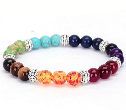 Beaded Strands Wholesale 12pcs\lot 7 Chakra Bracelet Chakra Stone Bracelets Unisex Yoga Energy Brcelet