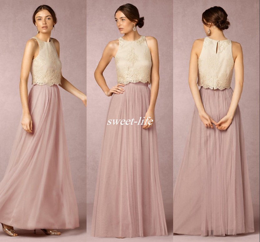 2019 Two Pieces Bridesmaids Dresses Crew Neck Chiffon Tulle A Line Pleats Lace Applique Pastels Maid of Honor Prom Gowns Cheap Custom Made
2019 Two Pieces Bridesmaids Dresses Crew Neck Chiffon Tulle A Line Pleats Lace Applique Pastels Maid of Honor Prom Gowns Cheap Custom Made