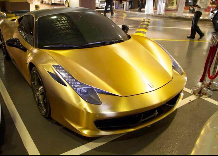 Gold Brusehd chrome metallicl Vinyl Car Wrapping Vinyl with Air Release Film Boat / Vehicle Wraps covers foil Size 1.52x20m/Roll