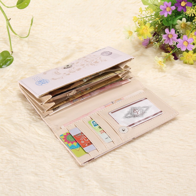 Hot Sale Purse Long Leather Printing Women Wallets Varies Patterns Graffiti Embossed Wallet Vintage PU Holder Wallet Women