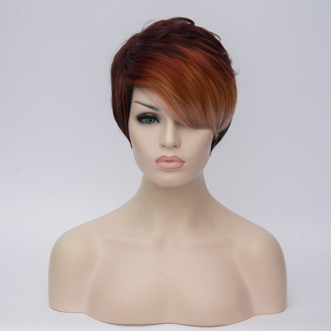 Synthetic Straight Short Wigs For Women Pixie Cut Wig Two Tone Color + A Free Wig Cap