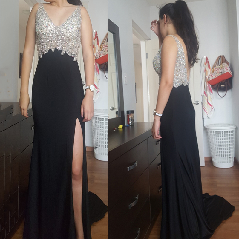 Sparkly V-neckline Sheath Evening Dress Crystal Beading Long Prom Party Dreses Sexy Illusion Formal Women Black Vestido De Festa, Ivory
Sparkly V-neckline Sheath Evening Dress Crystal Beading Long Prom Party Dreses Sexy Illusion Formal Women Black Vestido De Festa, Ivory