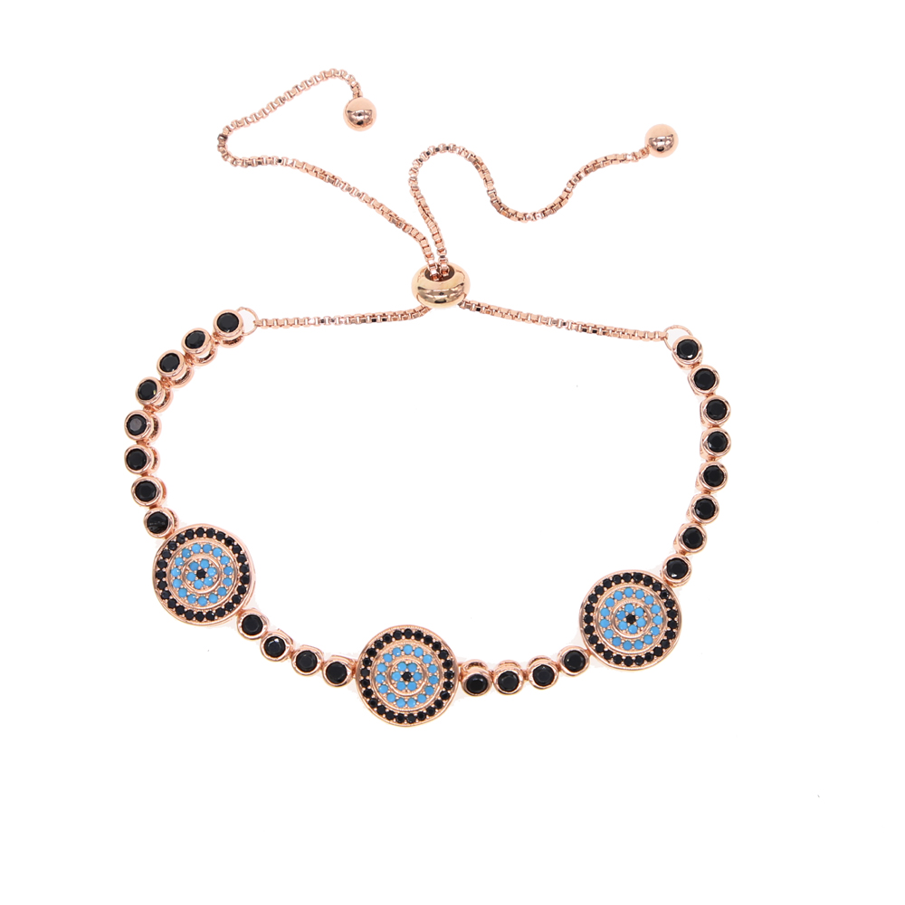 Fit pandora fashion jewelry micro pave cz turquoise stone evil eye charm adjust girl jewelry black cz tennis bracelet