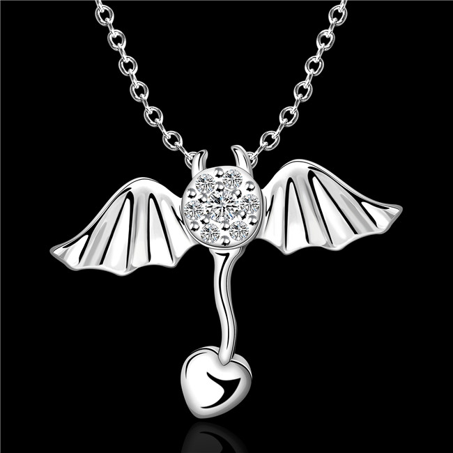 Brand new Angel wings Pendant Necklace white gemstone sterling silver necklace STSN686,fashion 925 silver necklace factory direct sale