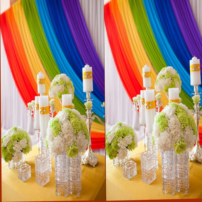 3 x 3 M Ice Silk cloth Graduation Wedding Background Decoration Baby Baptism Kids Shower Party Decor Birthday Backdrop Curtain Rainbow Grand Event Sta