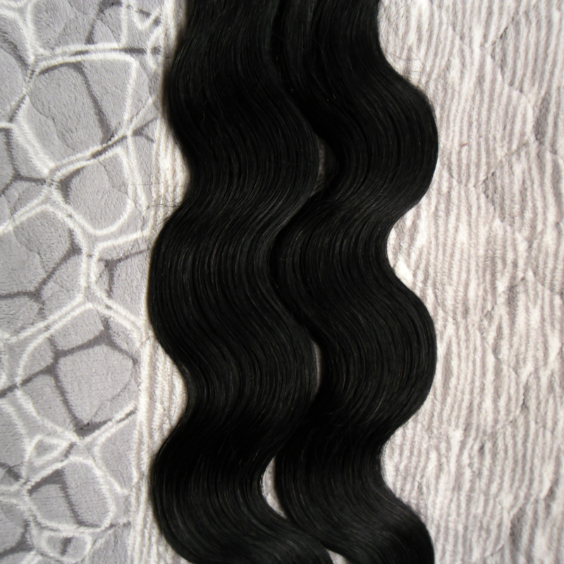 Color #1 Jet Black Brazilian Body Wave Hair Human Hair Tape Hair Extensions 40 pieces pu skin weft hair 100g tape hair extensions wavy