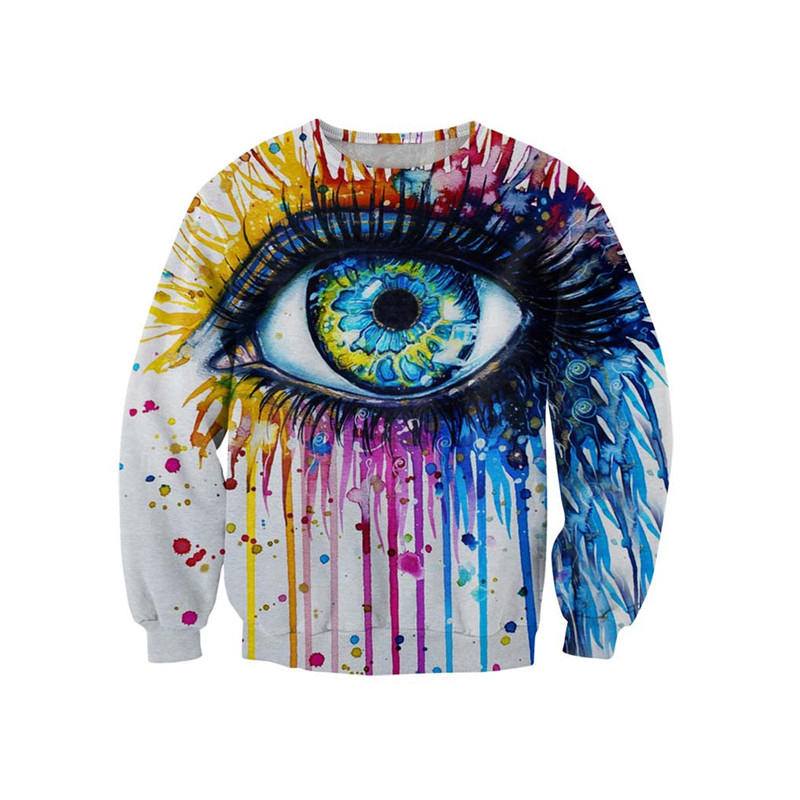 Wholesale-Harajuku 3D Big Eye Sweatshirt Pullover Crewneck Sport Tops Men Women Autumn Winter Cool Hoodie Designs Casual Sportwear