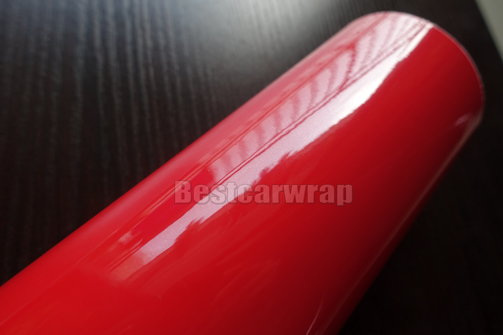 Premium Gloss RED Vinyl wrap High Glossy Car Wrap Film with air Bubble Free vehicle wrap With 3 layers Size:1.52*20M/Roll 4.98x66ft Low tack glue