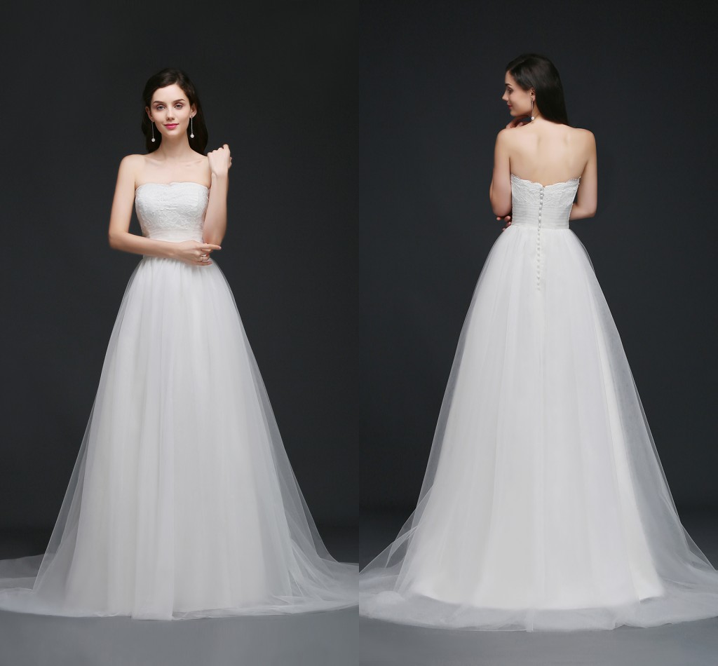Sweet Strapless Garden Wedding Dresses Lace Top Soft Tulle Beach Wedding Gowns Summer Cheap Wedding Gowns Robe CPS762, Ivory
Sweet Strapless Garden Wedding Dresses Lace Top Soft Tulle Beach Wedding Gowns Summer Cheap Wedding Gowns Robe CPS762, Ivory