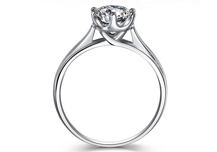 1CT New Women Classic Luxury Jewelry 925 Sterling Silver Round Cut Solitaire CZ Diamond Gemstones Women Wedding Prong Band Ring Gift Size4-9