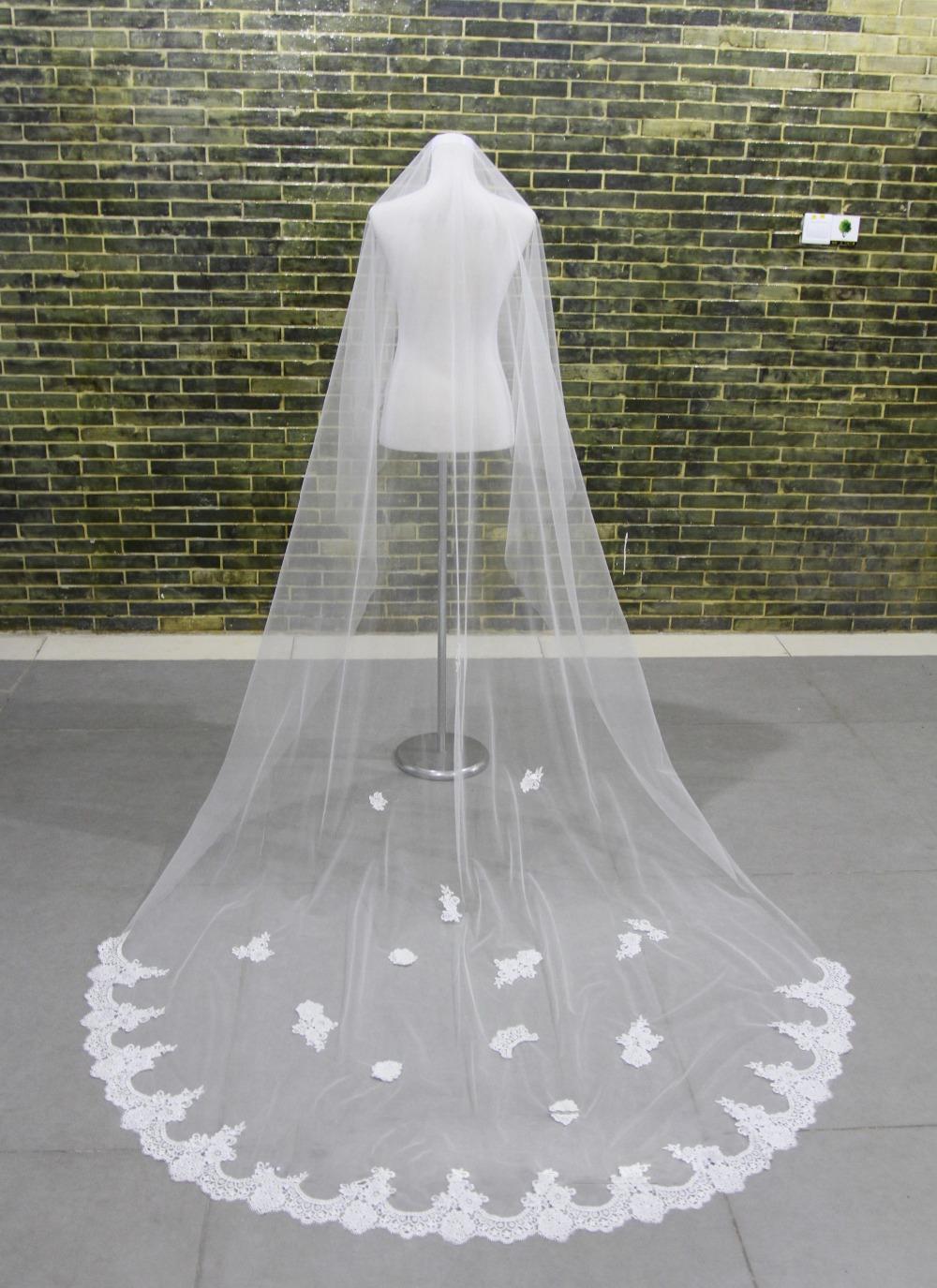 New Luxury Lace Applique Edge One Layer Appliques Without Comb Lvory White Wedding Veil Cathedral Bridal Veils 3M Length
New Luxury Lace Applique Edge One Layer Appliques Without Comb Lvory White Wedding Veil Cathedral Bridal Veils 3M Length