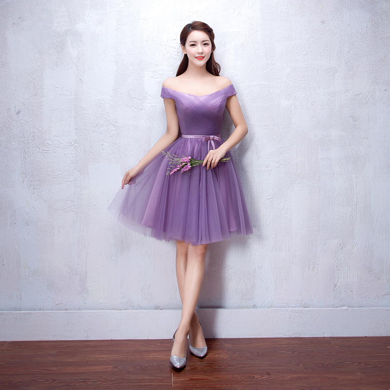 Soft Tulle Short Bridesmaid Dress Summer Under 50 Lace Up Wedding Party Dress 2019 Mixed Order