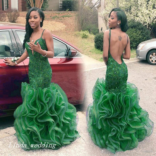 Gorgeous Royal Blue Red Green Prom Dress Sexy Ruffles Beaded Spaghetti Straps Special Occasion Dress Sweet 16 Pageant Evening Party Dress