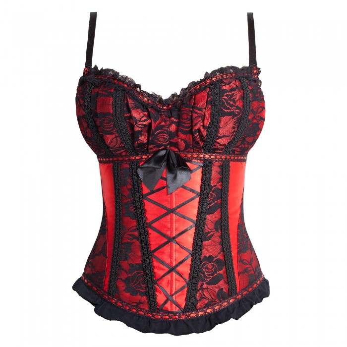 Women Halloween Christmas Burlesque Dancing Corset Dress Padded Underwire Cups Bustier with Voluminous Layered Lace Skirt Party Outfit S-XXL