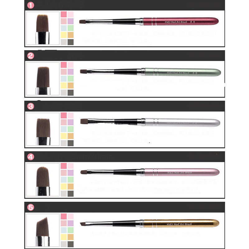 10 Colors Different Sizes Nail ASet With Copper Handle Design 10 Pcs/Set Polish Nylon UV Gel Painting Nail Brushes