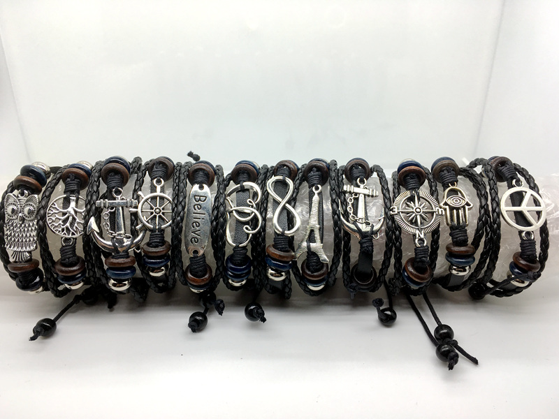 12pcs Handemade Anchor Bracelet Mens Womens Owl Leather Weave Bracelet Multilayer Bead Wristband Charm Bracelets Mixed Jewelry Bangle
12pcs Handemade Anchor Bracelet Mens Womens Owl Leather Weave Bracelet Multilayer Bead Wristband Charm Bracelets Mixed Jewelry Bangle