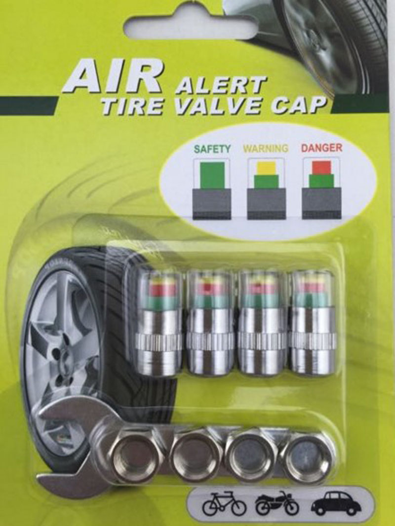 2.4 Bar Car Tire Pressure Monitoring Tool Kit Anti-Theft Lockable Tire Valve Stem Caps Indicator 4PCS/Set