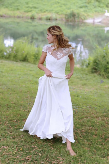 Vestido De Noiva Simple Beach Wedding Dress Sexy Open Back Romantic Lace Wedding Gown Boho Wedding Dresses