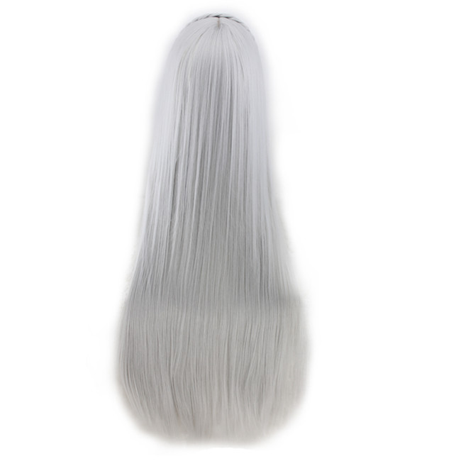 WoodFestival long straight wig with bangs Life in a different world from zero emilia cosplay anime wig grey have braid fiber hair wigs