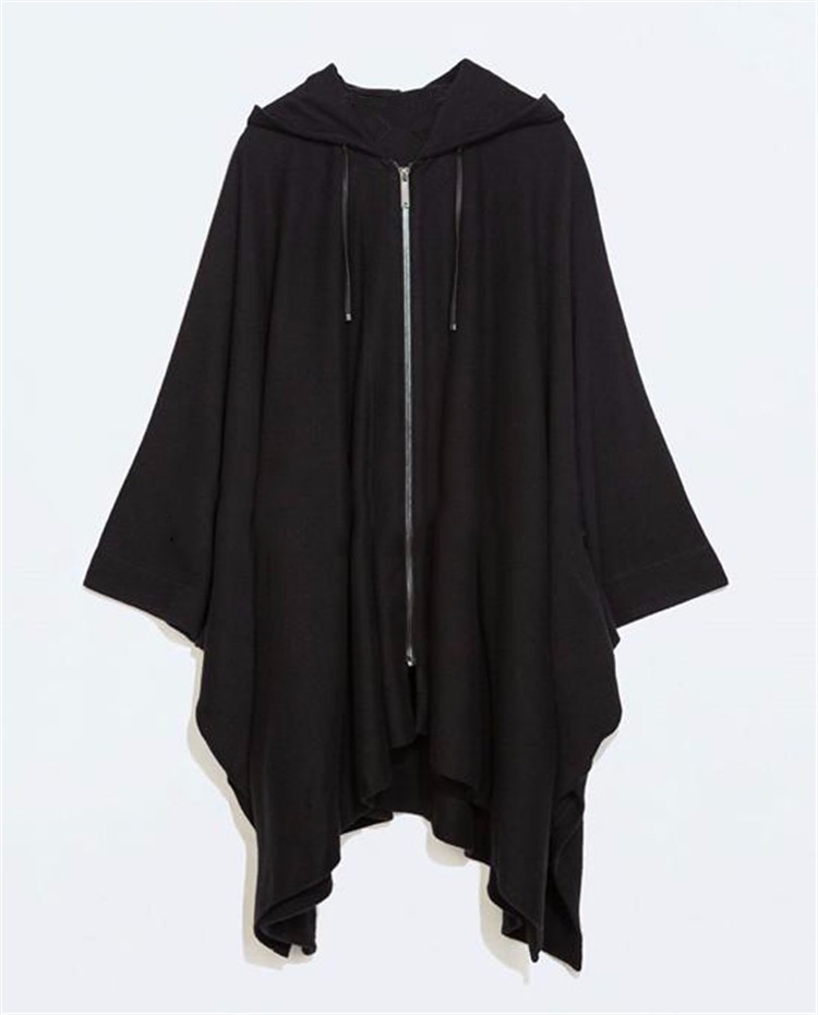 2016 Harajuku Gothic Clothing British Style Fashion Mens Wool Cloak Cape Long Black Hooded Trench Coat Men Windbreaker Overcoat