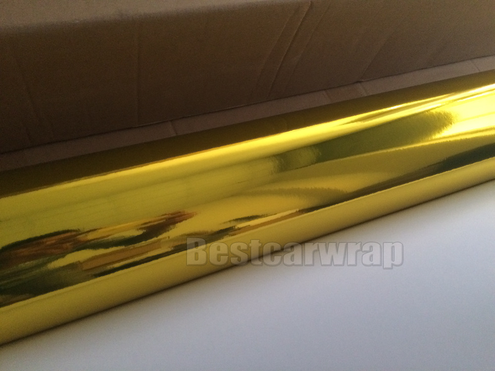 High stretch Chrome gold Vinyl Wrap Full Car Wrapping Mirror with Air Bubble Free Vehicle Covers graphis 1.52*20M/Roll 5x65ft