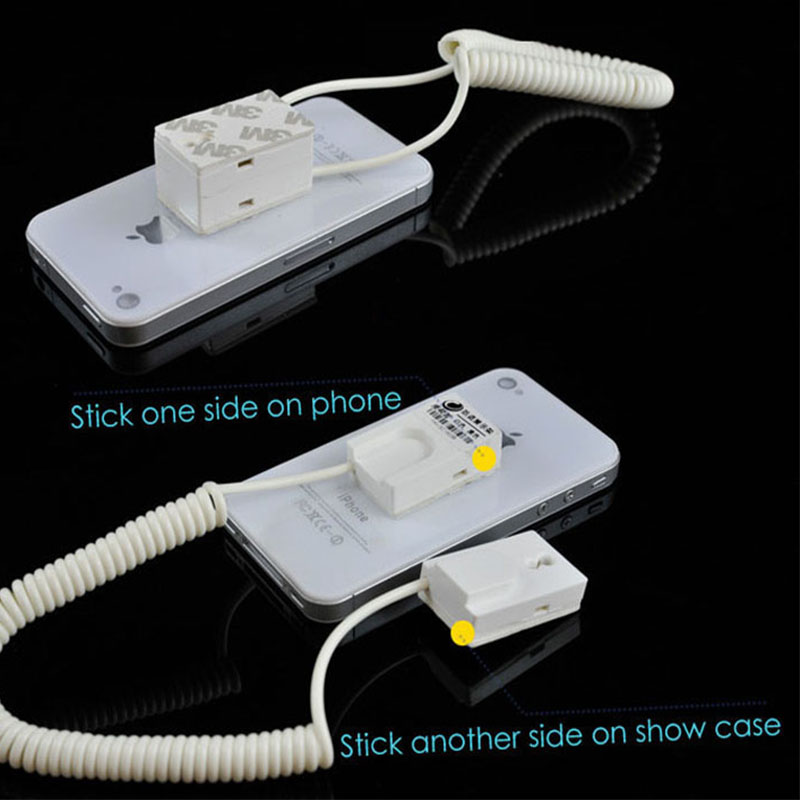 50pcs cell phone security stand anti-theft display holder black white bracket square oval retractable spring pull device for retail