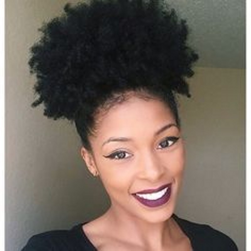 Women human Drawstring Ponytail Extension, African American Short High Afro Kinky Curly Hairpiece, Human Puff Hair pony tail For Black Women