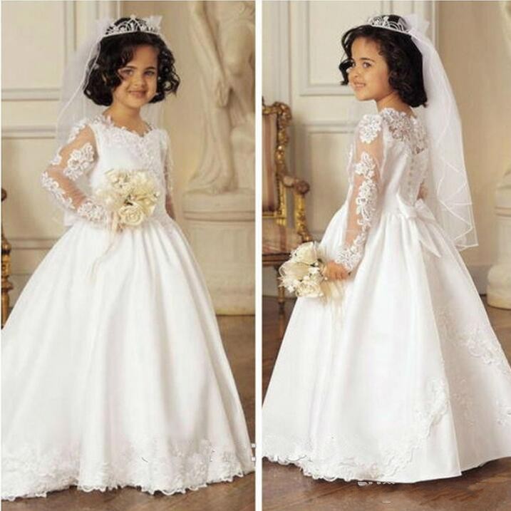 A Line lace Appliques flower girls dress long Sleeves Holy White First Communion Dress for Girls With Cute Bow Comunion, Blue
A Line lace Appliques flower girls dress long Sleeves Holy White First Communion Dress for Girls With Cute Bow Comunion, Blue