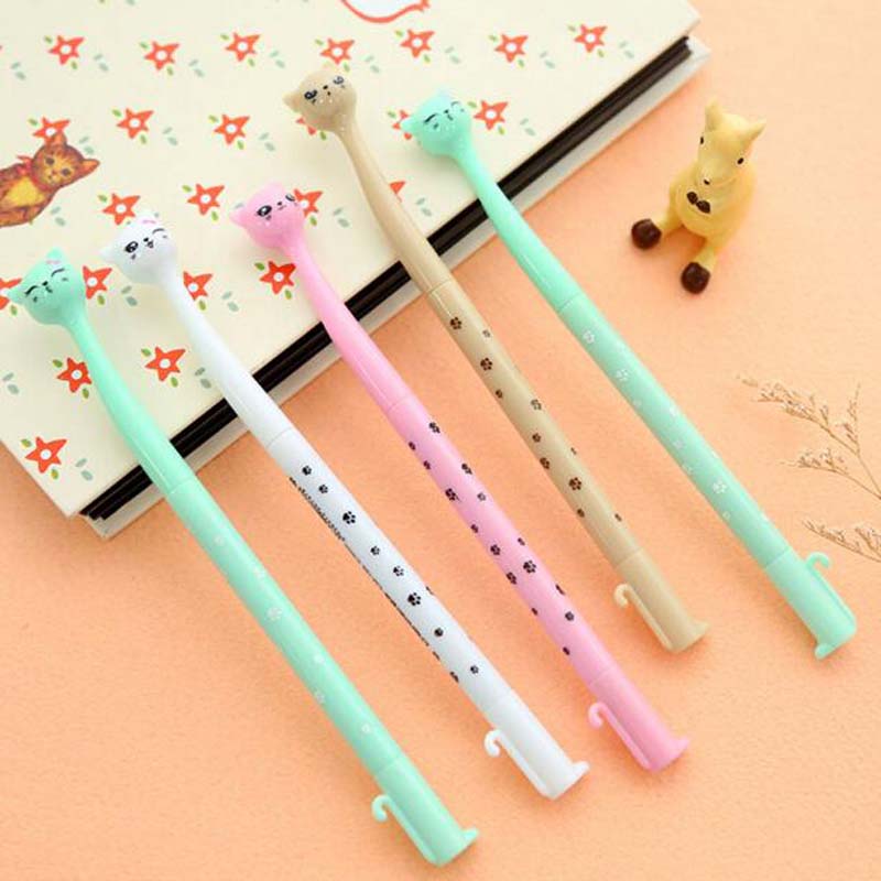 Sell Well 20pcs/lot Cartoon Cat Black Ink Pen Ball Point Pen Gel Pens School Office Supplies Fashion Cute Gift Decorations Pen Papelaria