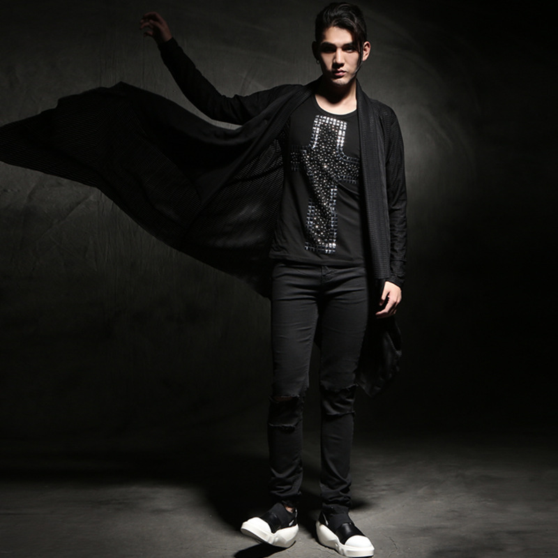 Fall-2016 Mens Long Sleeve Shawl Cardigan,Males Long Style Punk Cardigan Fashion Casual Trench Men Summer Thin Outerwear Coats 777, Black
Fall-2016 Mens Long Sleeve Shawl Cardigan,Males Long Style Punk Cardigan Fashion Casual Trench Men Summer Thin Outerwear Coats 777, Black