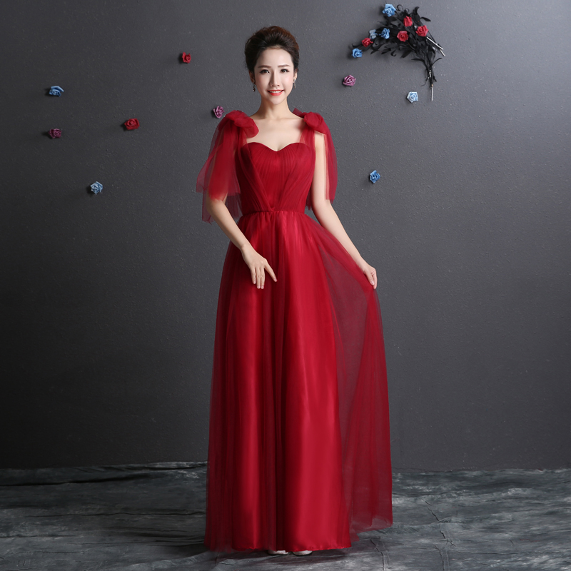 Pleated Long Soft Tulle Convertible Bridesmaid Dress 2016 Lace Up Bridesmaid Gowns Floor Length Party Dress