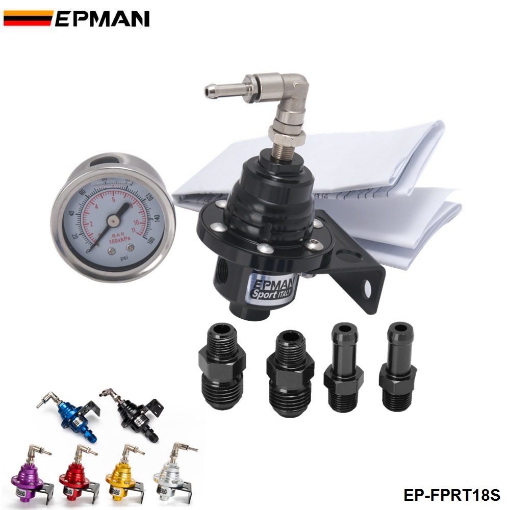 EPMAN Sport Type S Adjustable Fuel pressure Regulator FPR Universal JDM turbo+Liquid Gauge 0-160 Psi EP-FPRT81S
EPMAN Sport Type S Adjustable Fuel pressure Regulator FPR Universal JDM turbo+Liquid Gauge 0-160 Psi EP-FPRT81S