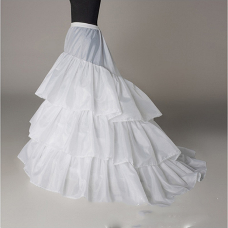 

Three Hoops Three Layers White Petticoat for Bridal Elastic Waist Girls Underskirt with Train Black Party Dress Underwear jupon mariage