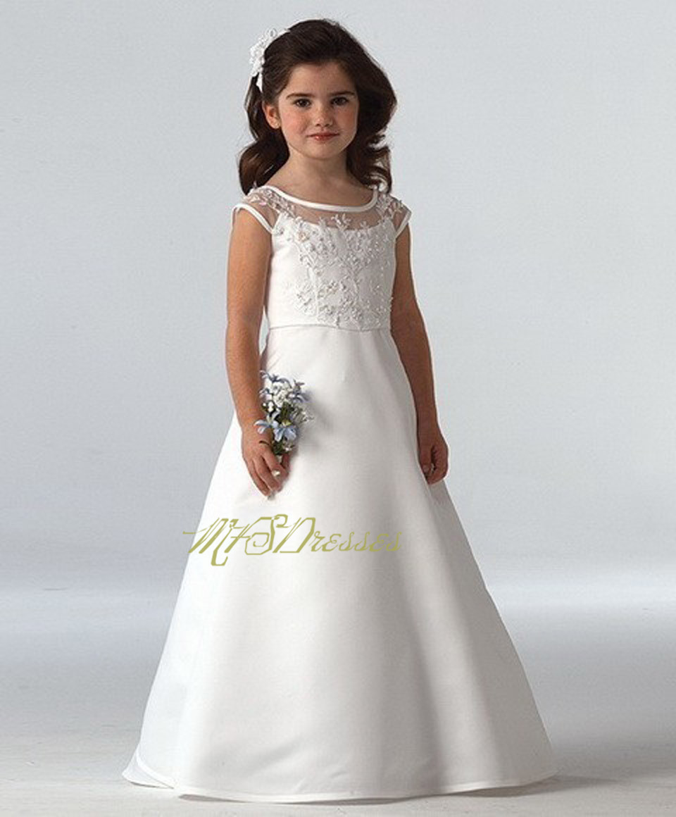 2016 white scoop neckline ruffles a-line long first communion dresses for girls infant baby girl christening dress flower girl dresses