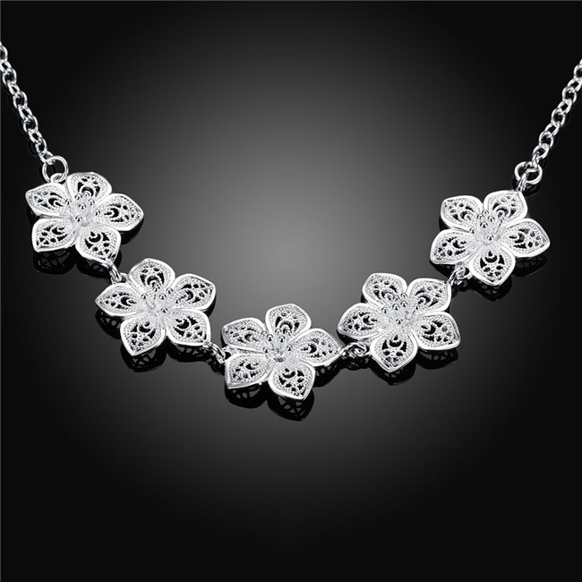 Hot sale Flower Necklace sterling silver plated necklace STSN336,wholesale fashion 925 silver Chains necklace factory direct sale christmas