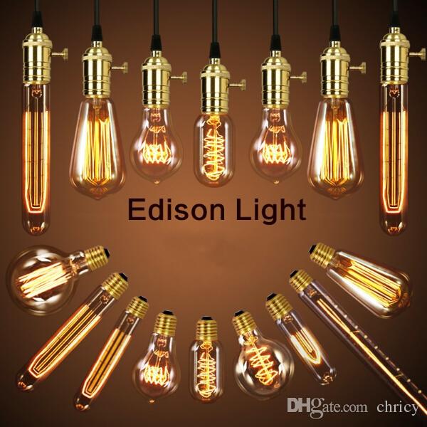 loft hanging lights vintage pendant lights copper lamp holder Edison light bulb industry pendant lamps Golden/Chrome E27 W-filament bulb