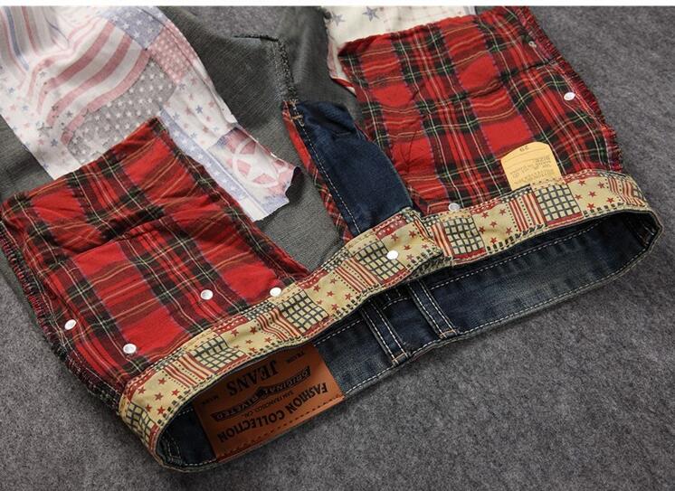 europen American style Distrressed Men's fashion brand hole jeans cotton straight slim denim Trousers luxury blue jeans for men